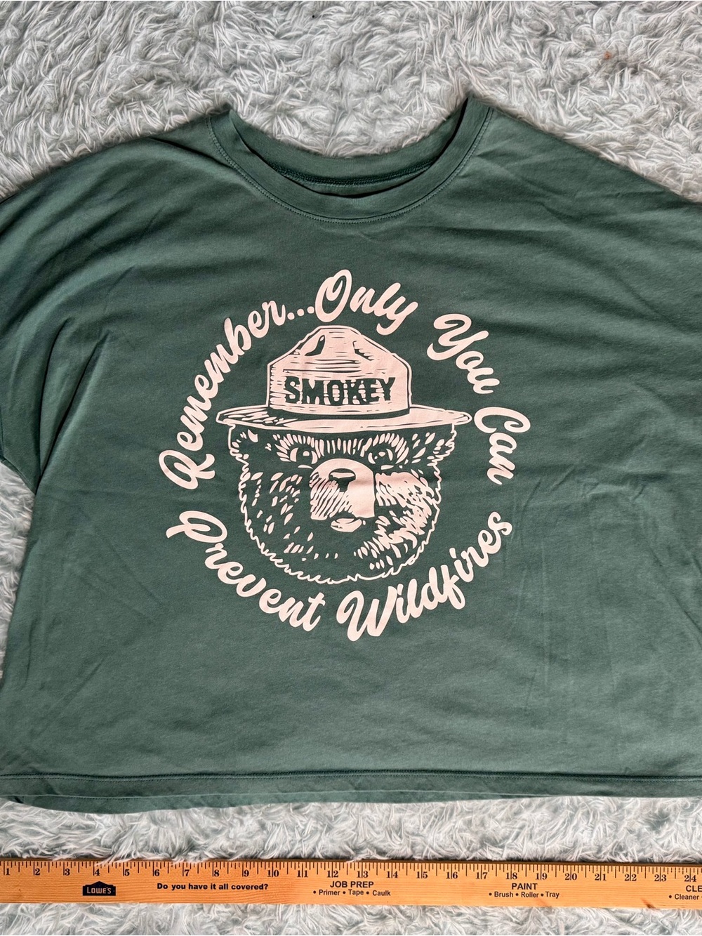 Smokey Bear womans Green Graphic Tee - Prevent Wildfires XXL. #63